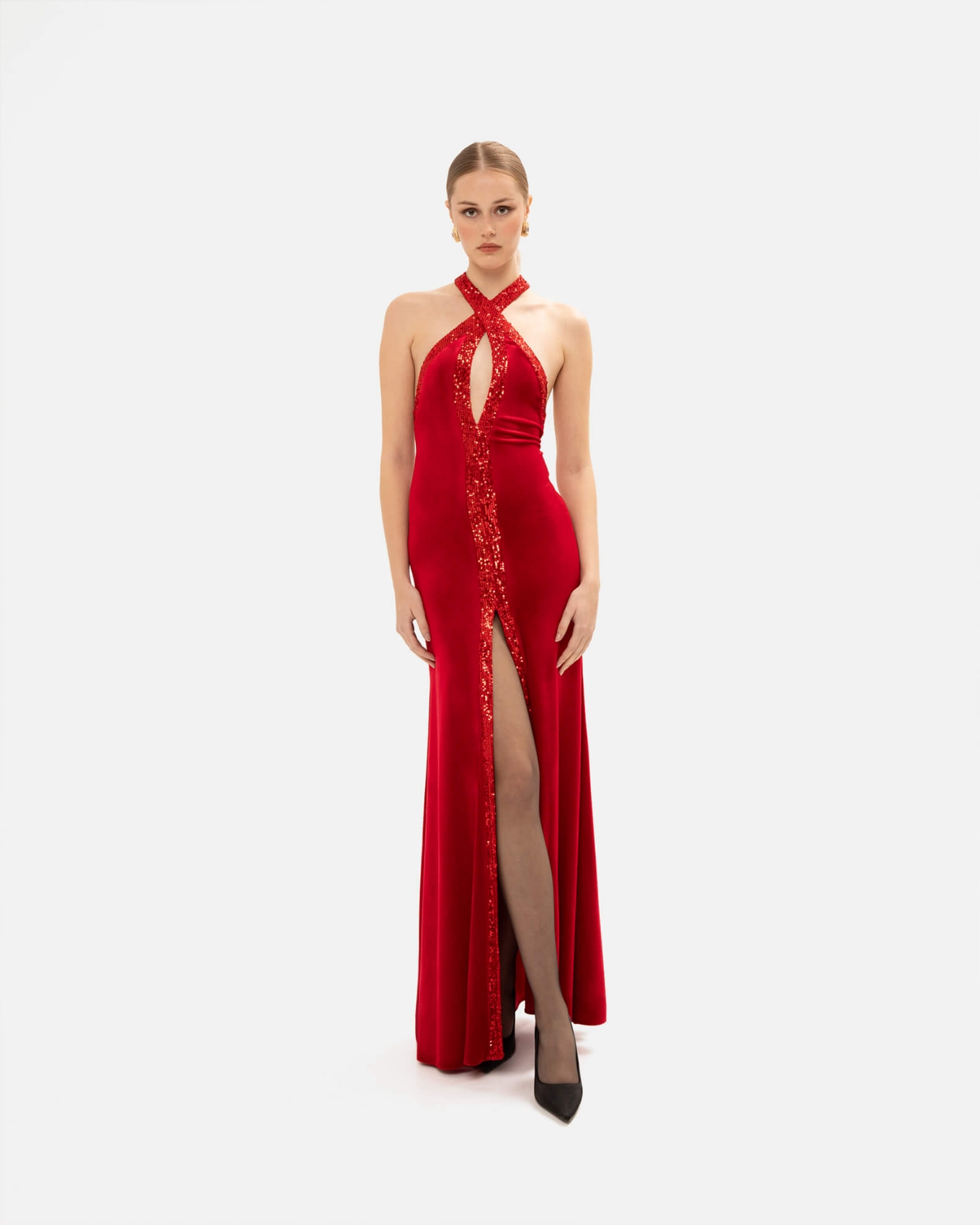 Picture of RED SEQUINED MAXI GOWN