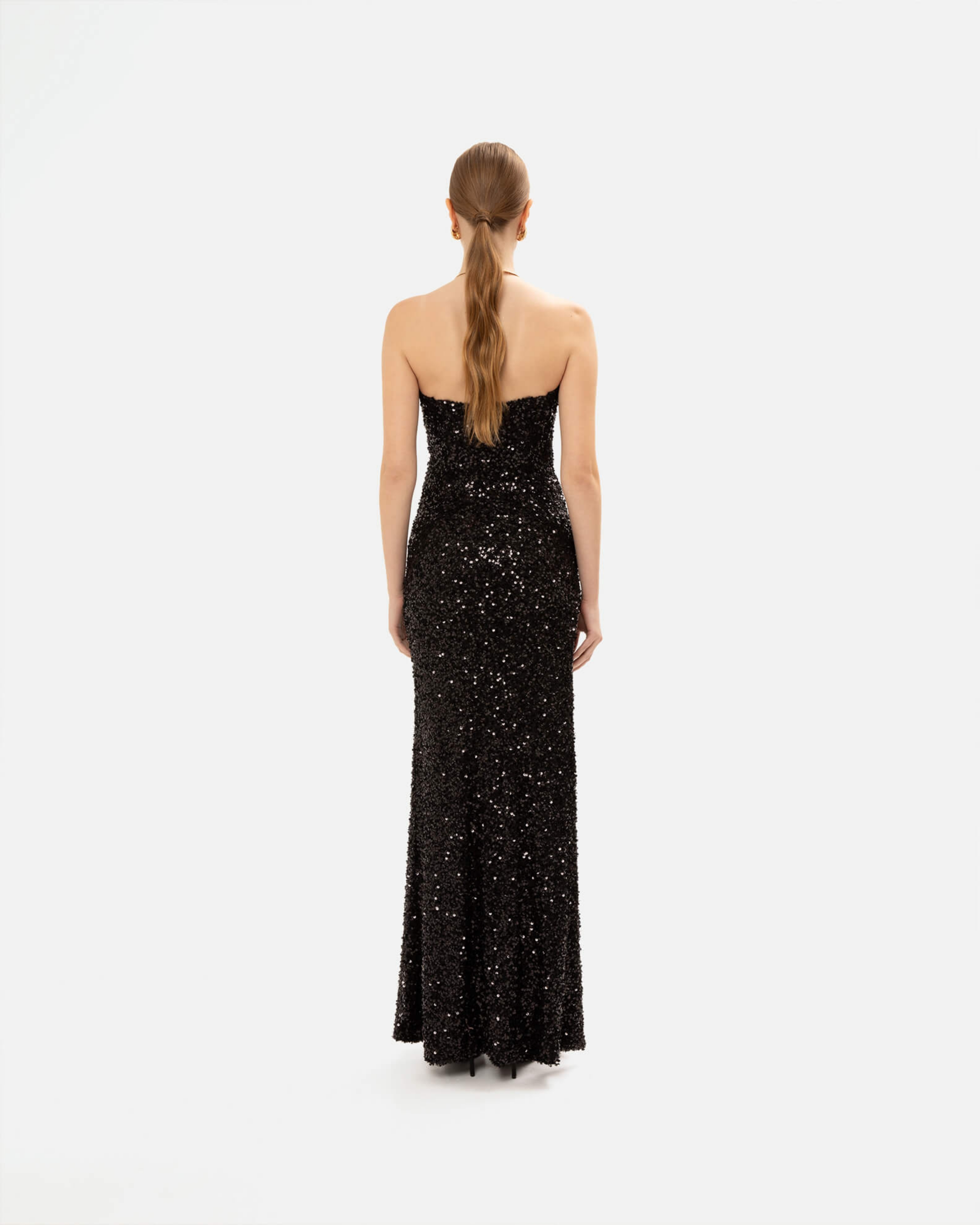 Picture of BLACK STRAPLESS SEQUINED GOWN