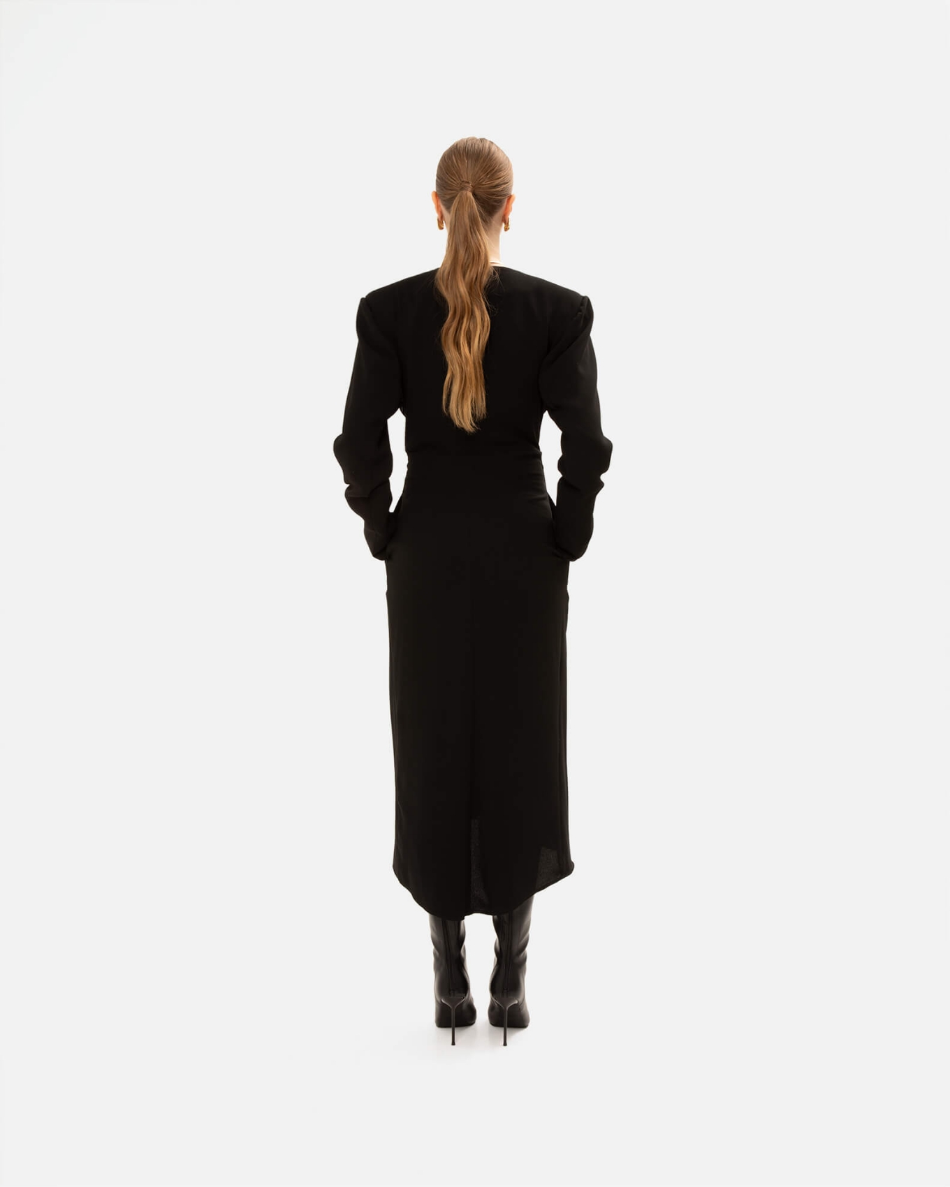 Picture of BLACK SATIN MIDI DRESS