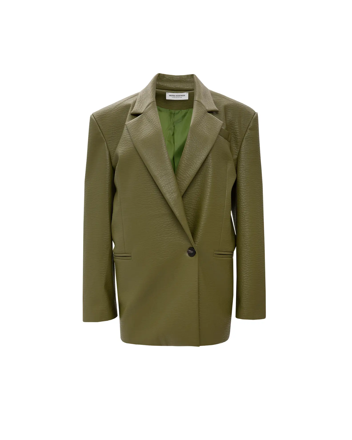 Picture of MEN'S OLIVE FAUX LEATHER BLAZER